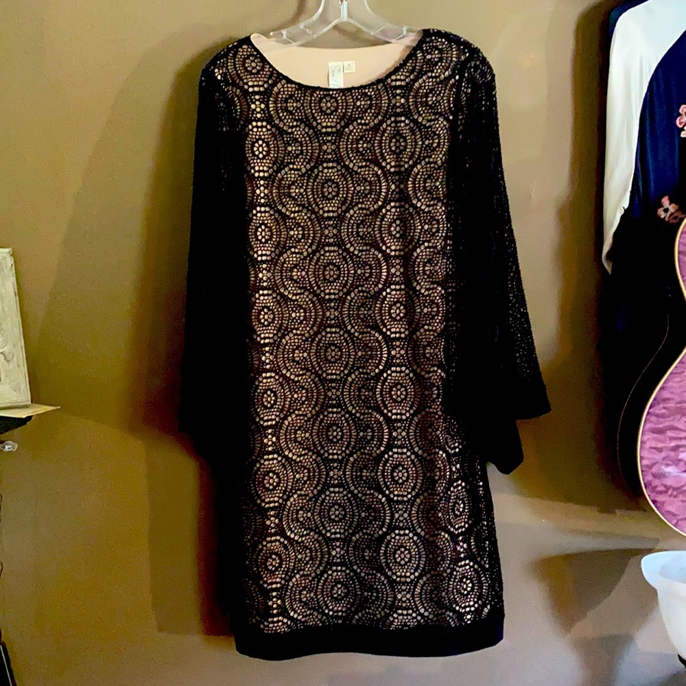 Retro black overlay dress